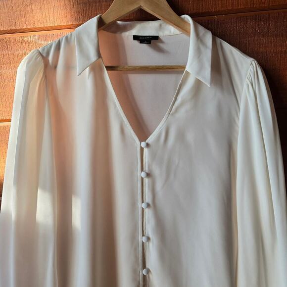 NWT Halogen Womens Semi-Sheer Button Up Blouse Size L Old Money Minimalist Fairy - Picture 3 of 9